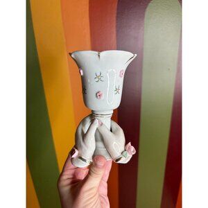 Bone China hand catch all flowers trinket dish vintage cup - small chip/crack